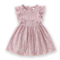 Kids Girls' Dress Party Dress Solid Color Short Sleeve Wedding Special Occasion Birthday Lace Ruffle Elegant Fashion Princess Cotton Lace Knee-length Lace Dress Party Dress A Line Dress Summer Spring -Slay Clothing Shop f9160658 0681 442e b3ac b820d413e69e