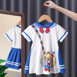 Kids Girls' Dress Solid Color Cartoon Short Sleeve Performance Active Adorable Cotton Knee-length White Dress A Line Dress Summer Dress Summer Spring 3-7 Years 794-blue 839-pink 085-pink -Slay Clothing Shop fa2d7f6d 73dd 459c 8f02 a84efedf264f