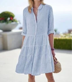 Women's Shirt Dress Casual Dress Tiered Dress Mini Dress Watermelon Red Violets Yellow Long Sleeve Striped Ruched Summer Spring Shirt Collar Classic Loose Fit 2023 S M L XL 2XL 3XL 4XL -Slay Clothing Shop fd0736e3 7448 4740 ba93 8163f9cfffa1