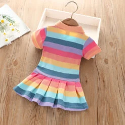 Kids Girls' Dress Rabbit Stripe Short Sleeve Outdoor Embroidered Button Fashion Streetwear Daily Cotton Knee-length Casual Dress Summer Dress Summer Spring 3-7 Years Pink Purple -Slay Clothing Shop fdaedf69 38ff 4713 a295 65b9bdff5e8f
