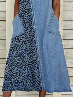 Women's Denim Dress Casual Dress Midi Dress Denim Fashion Modern Outdoor Daily Vacation Crew Neck Button Pocket Sleeveless Summer Spring 2023 Regular Fit Blue Leopard S M L XL 2XL -Slay Clothing Shop ff5f7bd2 fdcb 4c63 95b6 fe425f75aeeb
