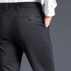 Men's Dress Pants Trousers Pocket Straight Leg Solid Colored Comfort Wedding Office Business Streetwear Casual Black Deep Blue Micro-elastic -Slay Clothing Shop ffaa67d6 eb1b 4369 8609 f43c9240a846