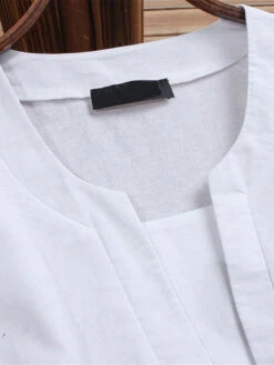 Women's Casual Dress Cotton Linen Dress Swing Dress Midi Dress Cotton Blend Basic Casual Outdoor Daily Vacation V Neck Pocket Long Sleeve Summer Spring Fall 2023 Loose Fit White Blue Plain M L XL 2XL -Slay Clothing Shop ffca18b3 4172 4573 9a44 f2a8cdd3bf65